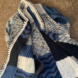 Long Patched Wool blend Cardigan